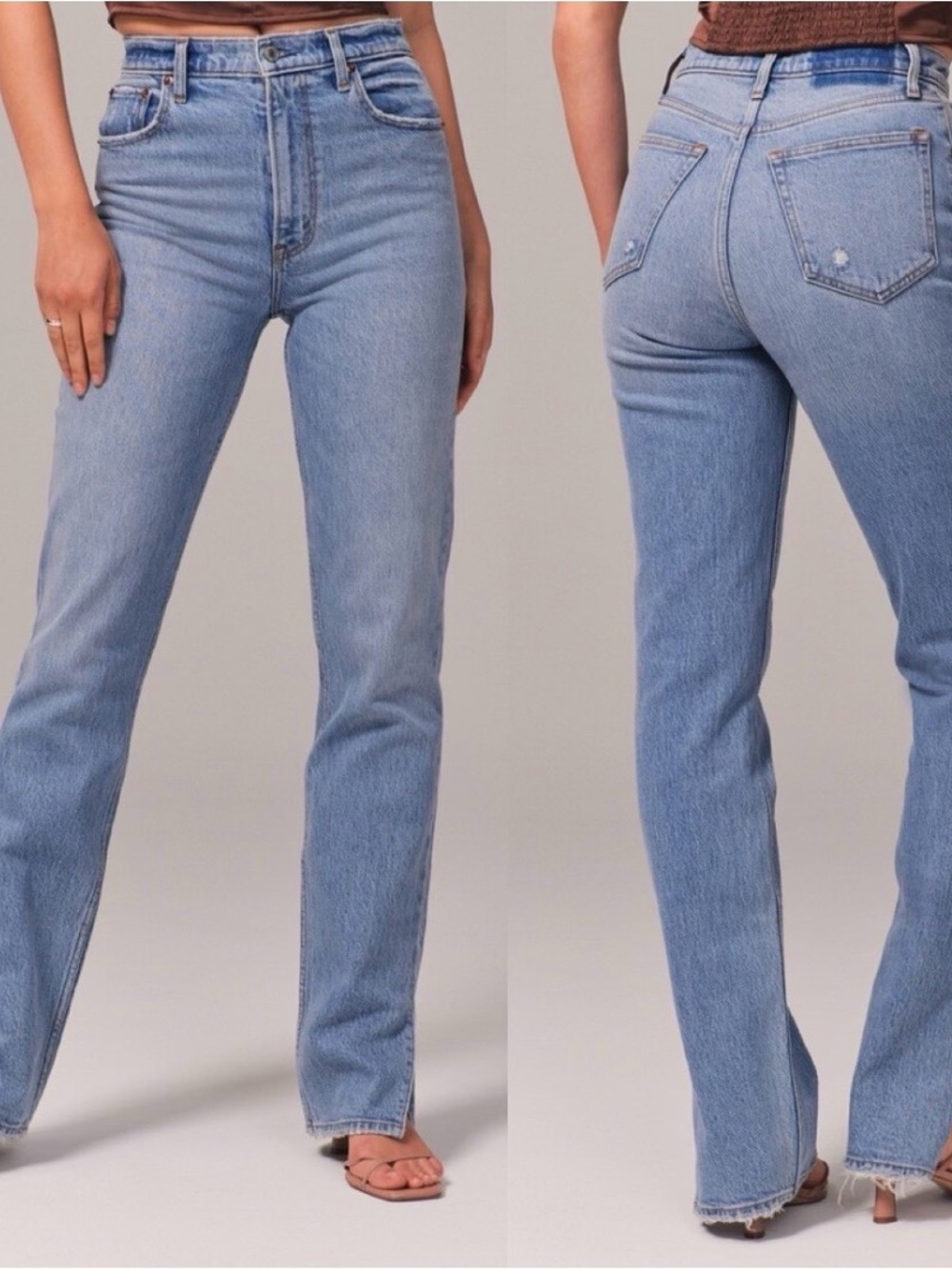 Abercrombie Curve Love 90s Straight Ultra High Rise Women’s Jeans Split Leg Hem